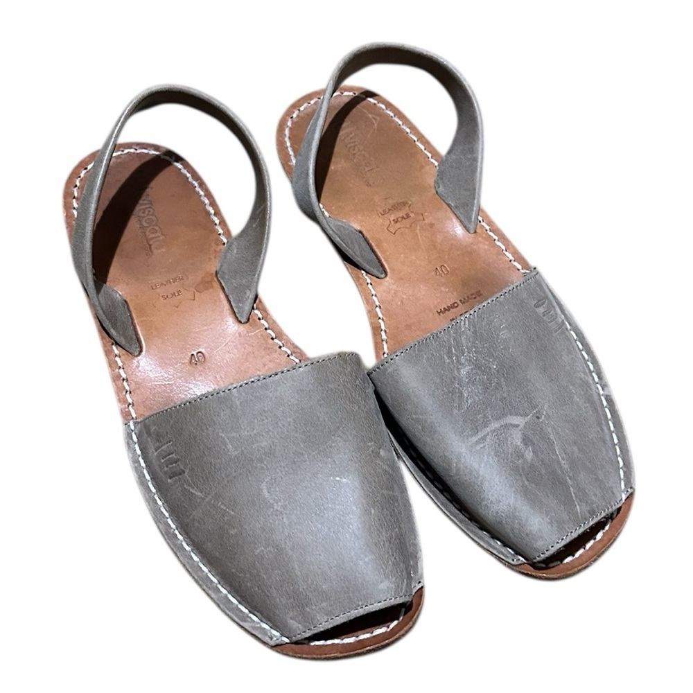 VISCATA Avarca Premium Leather sling Back Sandals Gray Size 9